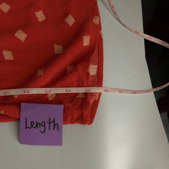 Torrid Cranberry Red Diamond Dots Crinkled Gauze Fit & Flare Top Large Blouse - Picture 10 of 10